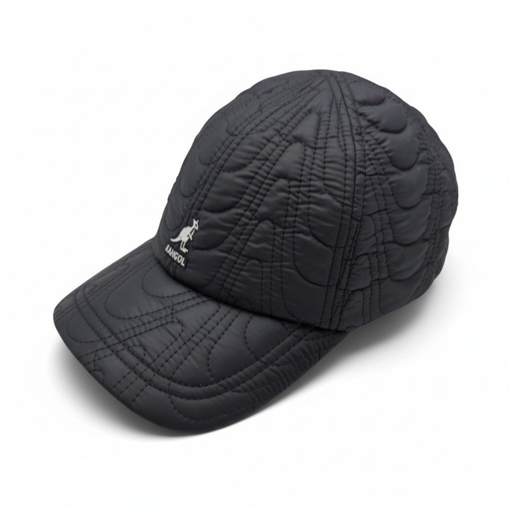 Kangol Black Quilted Baseball Cap Adjustable Bungee Hat Small Medium NWT